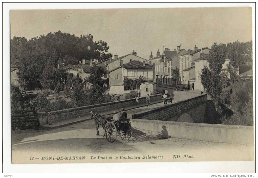 MONT DE MARSAN. - Le Pont Et Le Boulevard Delamarre. Attelage 1er Plan - Mont De Marsan