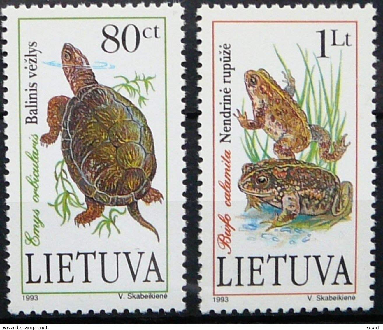 Lithuania 1993 MiNr. 545 - 546 Litauen Reptiles European Pond Turtle, Amphibians Natterjack Toad 2v MNH** 1,50 € - Tortues