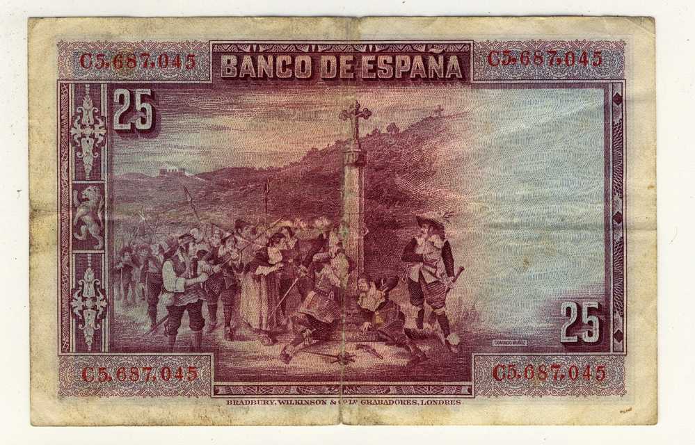 25  PESETAS  -  15/08/1928  -  N°  C5.687.045  -  P.74 - 1-2-5-25 Pesetas