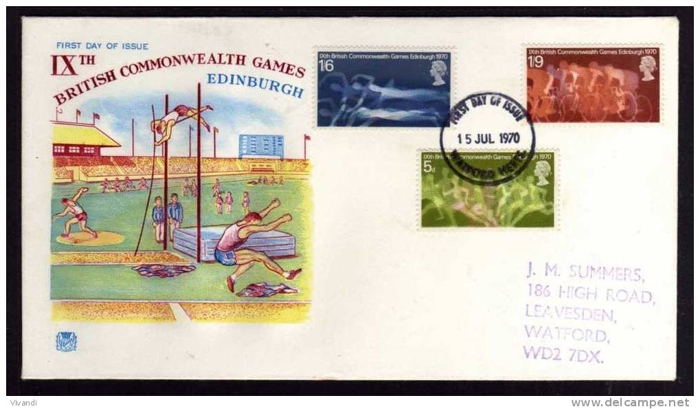 Great Britain - 1970 - 9th British Commonwealth Games - FDC - 1952-1971 Pre-Decimal Issues
