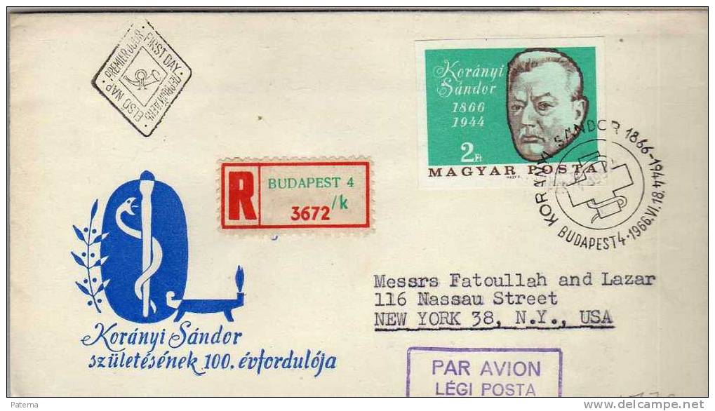 Carta, Aérea, Certificada BUDAPEST 1966 , Cruz Roja ( Hungria) Cover, Letter - Brieven En Documenten