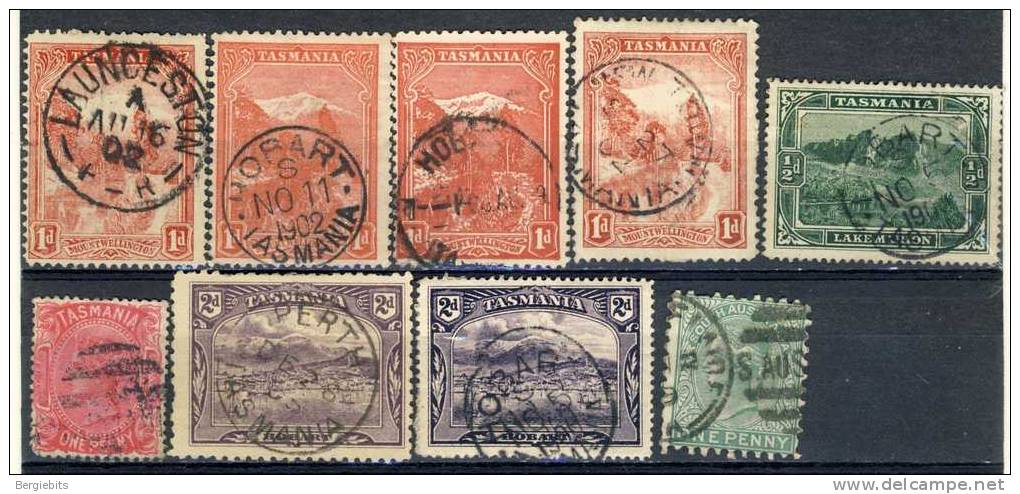 Tasmania  9  Very Old Stamps  MH  Out Of A Very Old Album - Usati