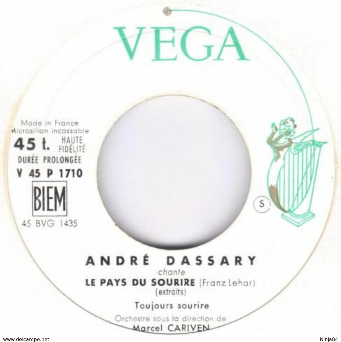 EP 45 RPM (7")  André Dassary  "  Le Pays Du Sourire  " - Klassiekers