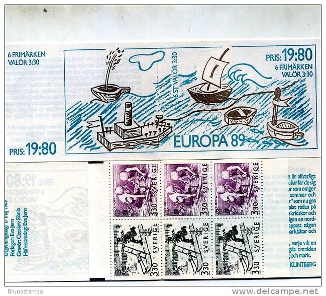SWEDEN/SVERIGE - 1989  EUROPA   BOOKLET   MINT NH - 1981-..