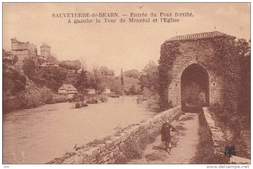 64. Sauveterre De Béarn : Entrée Du Pont Et L´ église . - Sauveterre De Bearn