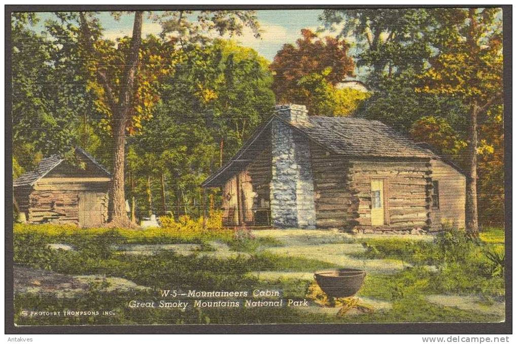 USA Postcard Great Smoky Mountain National Park Mountaineers Cabin NC North Carolina - Asheville