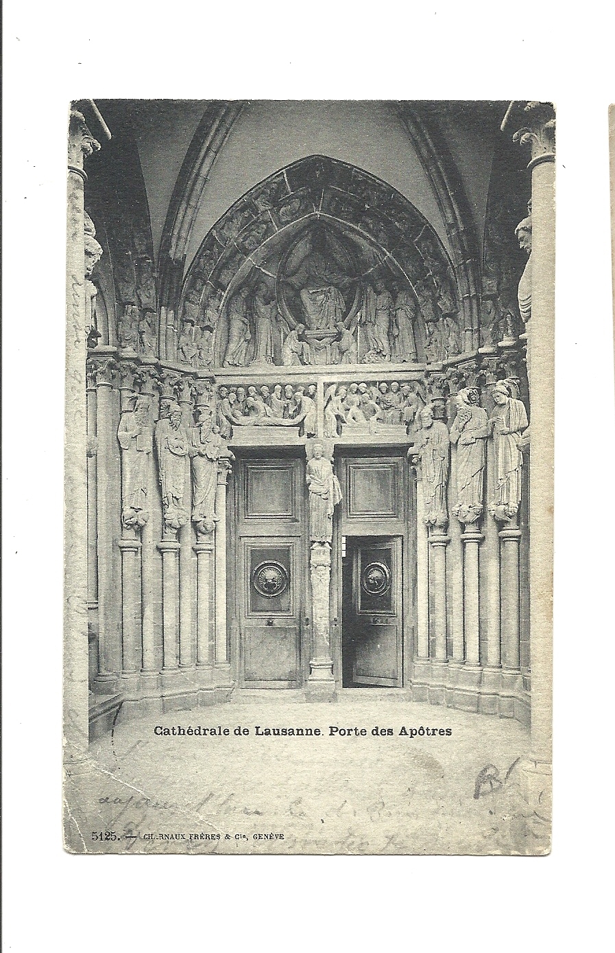Cp, Suisse, Lausanne, La Cathédrale, Porte Des Apôtres, Voyagée 1902 - Port