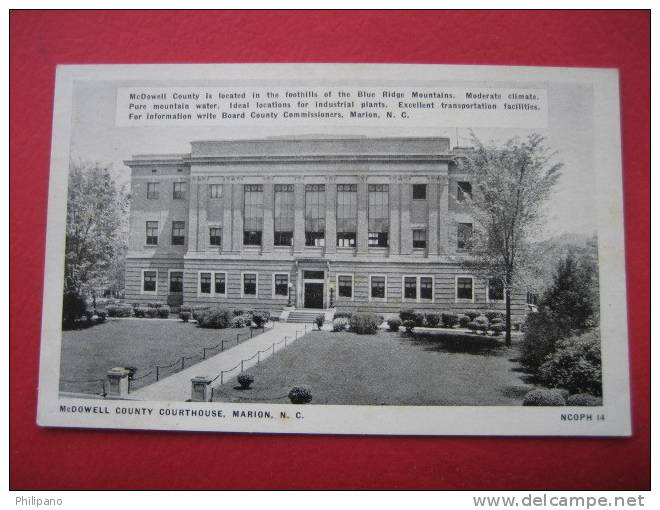 Marion NC  McDowell County Courthouse  Vintage Wb - Other & Unclassified