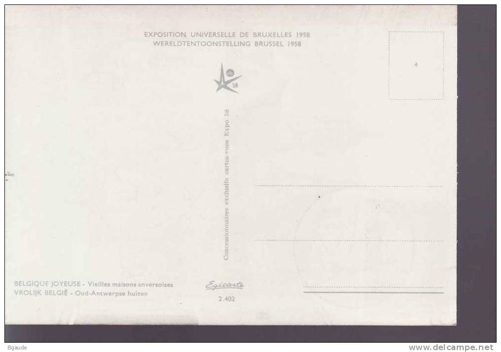 BELGIQUE CARTE  MAXIMUM    NUM.YVERT  1050  EXPOSITION UNIVERSELLE DE BRUXELLES - 1951-1960