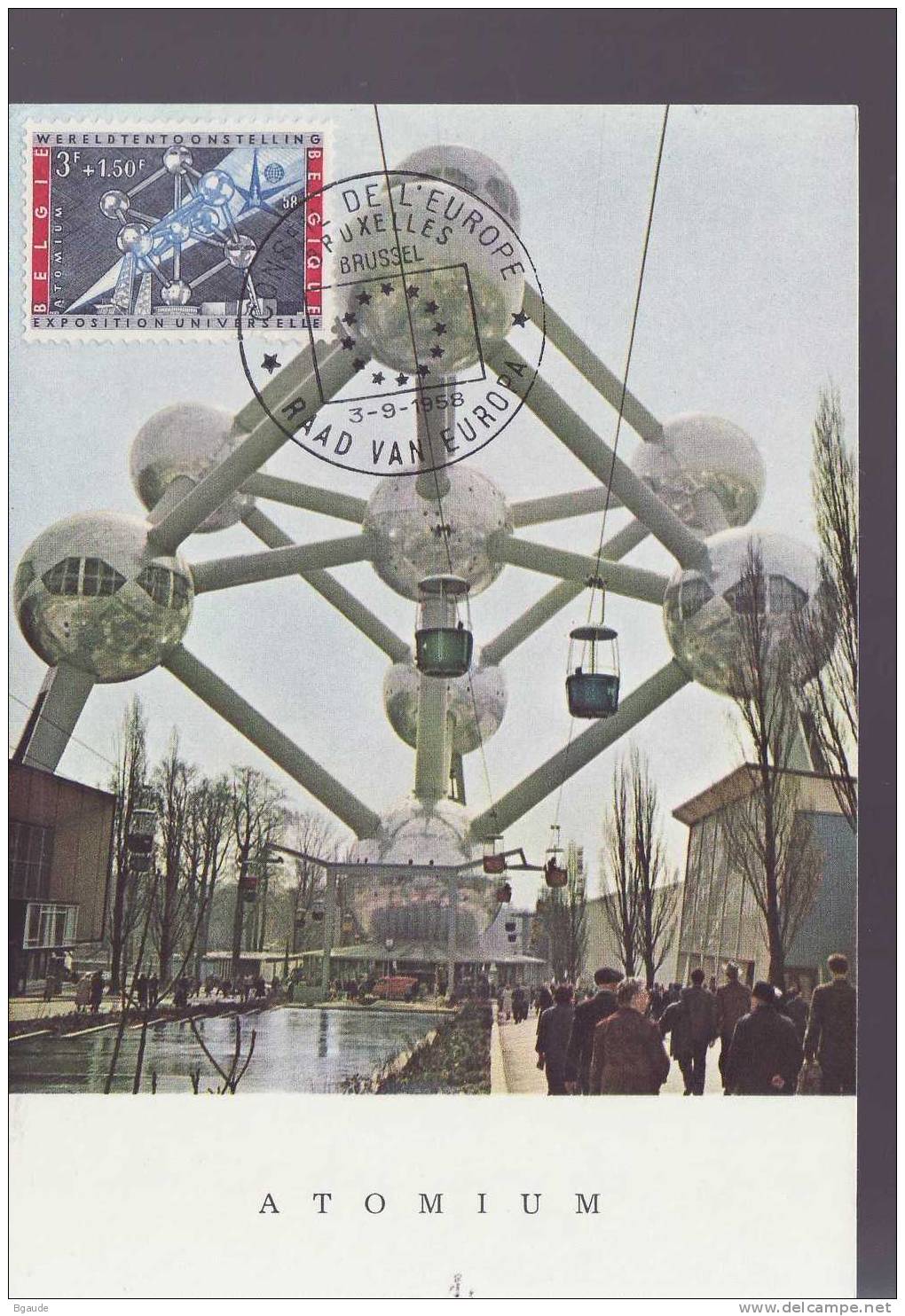 BELGIQUE CARTE  MAXIMUM    NUM.YVERT  1051  EXPOSITION UNIVERSELLE DE BRUXELLES - 1951-1960