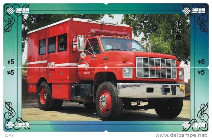 A04344 China Phone Cards Fire Engine Puzzle 28pcs - Bomberos