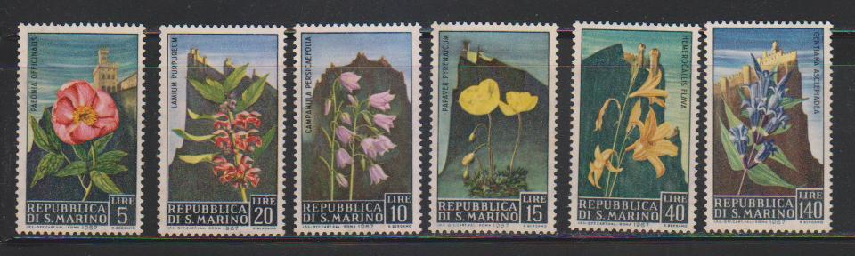 San Marino  MNH No Gum , Short Set Of 6, Flowers, - Unused Stamps