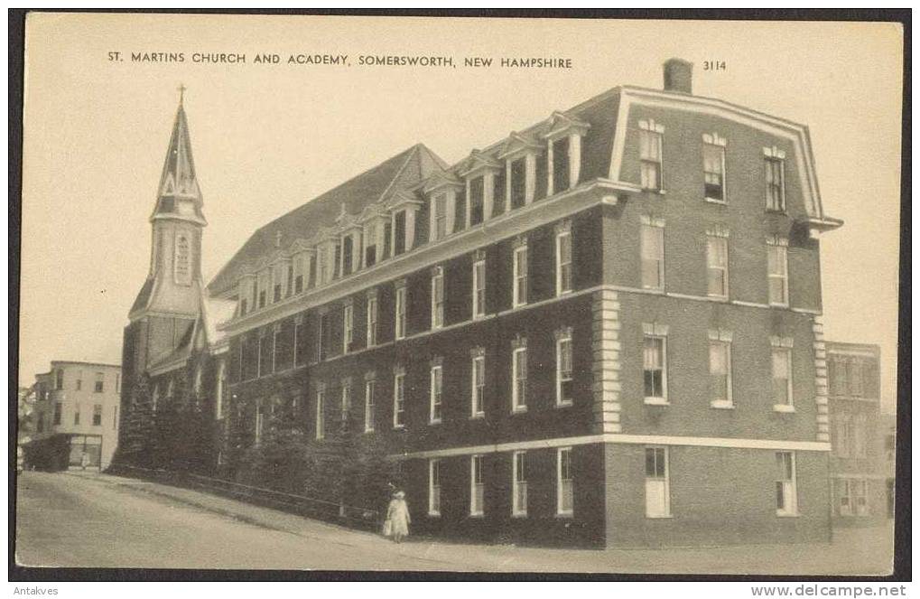 USA Postcard St. Martins Church & Academy, Somersworth, New Hampshire - Andere & Zonder Classificatie