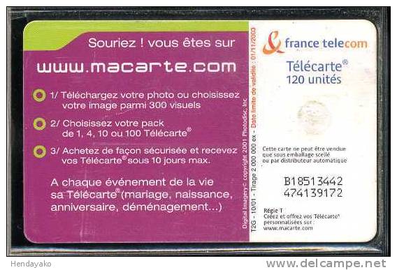 F1182   10/2001 MACARTE.COM JAUNE.FOU D'AMOUR  120 GEM2 - 2001