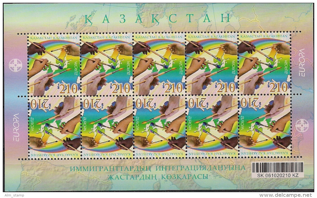 2006 Kasachstan Sheet Mi. 535II ** MNH Sheet  Teté Beche Europa - 2006