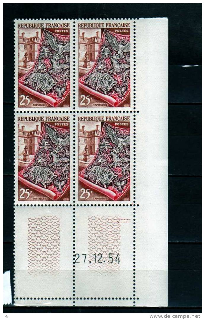 Bloc De 4 Coin Daté N° 970 Luxe ** 27/12/54 - 1950-1959