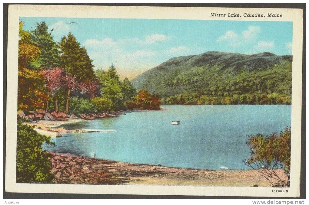 USA Postcard Mirror Lake Camden, Maine Mailed From Rockport - Autres & Non Classés