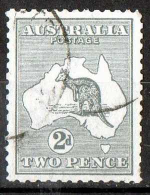 Australia 1915 2d Grey Kangaroo 2nd Watermark (Wmk 9) Used - Actual Stamp -Double Cancel - SG24 - Used Stamps