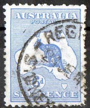 Australia 1915 6d Bright Blue Kangaroo 2nd Watermark (Wmk 9) Used - Actual Stamp- Sydney Regist.- SG26ba - Oblitérés