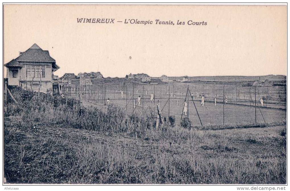 CPA SPORT/TENNIS/  Belle Carte Postale FRANCE WIMEREUX L'Olempic Tennis Les Courts Animée TBE - Tennis