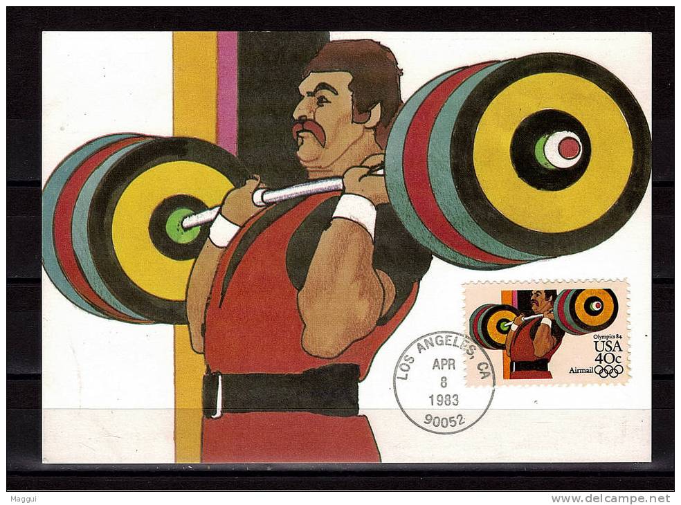 USA Carte Maxi  Jo 1984   Halterophilie - Weightlifting