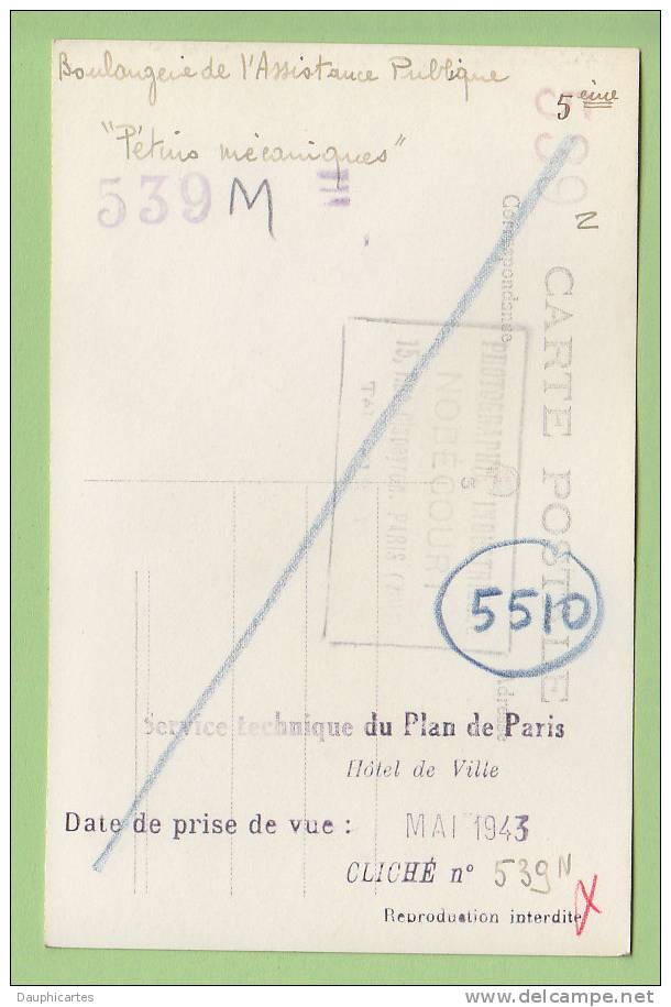BOULANGERIE De L'Assistance Publique, PARIS 5, Photo Mai 1943, Paris. Pétrins Mécaniques. Métier - Métiers