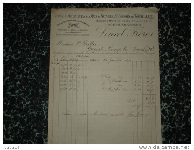ST-GEORGES-des-GROSEILLIE RS  / FLERS ( Orne ) Tissage... LOUVEL Frères  ( Facture Et Lettre De Change...1899 ) - 1800 – 1899