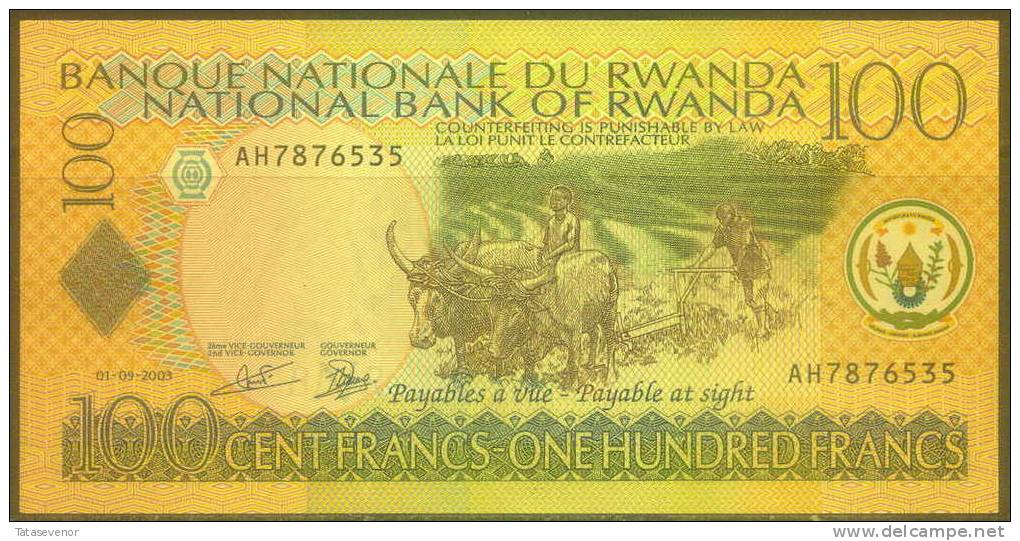 Rwanda 100 Francs Note, P29, UNC - Ruanda