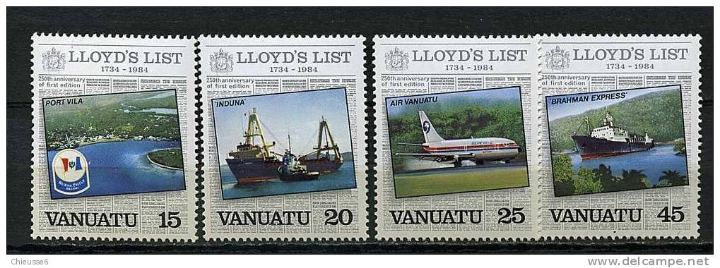 Vanuatu ** N° 690 à 693 - 250e Ann.de La 1ère édition De La "Liste De La Lloyd" - Vanuatu (1980-...)