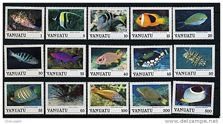 Vanuatu ** N° 769 à 783 - Série Courante. Poissons - Vanuatu (1980-...)