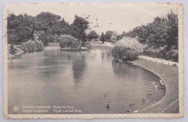 BELGIUM / BELGIQUE - Brussels - Bruxelles Anderlecht -Etang Du Parc - CPA 1947 -  Park Pond Vintage Postcard - Bossen, Parken, Tuinen