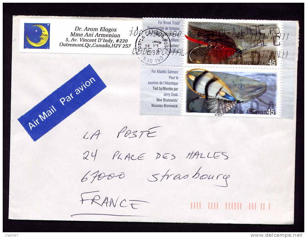 Canada : Lettre De 1998 Pour La  France ( Poissons Fish Fische ) - Covers & Documents