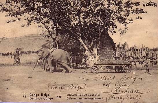 CONGO BELGE ** BELGISCH CONGO  BELGIUM **  10 CENTIMES **  NO 72 API ELEPHANTS TRAINANT UN CHARIOT ** OLIFANTEN  ... - Entiers Postaux