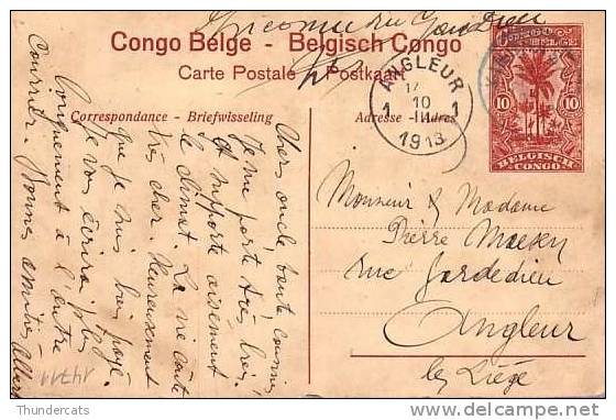 CONGO BELGE ** BELGISCH CONGO  BELGIUM **  10 CENTIMES **  NO 72 API ELEPHANTS TRAINANT UN CHARIOT ** OLIFANTEN  ... - Ganzsachen