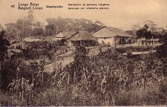 CONGO BELGE ** BELGISCH CONGO  BELGIUM **  5 CENTIMES **  NO 40 STANLEYVILLE HABITATIONS DE PLANTEURS INDIGENES - Ganzsachen