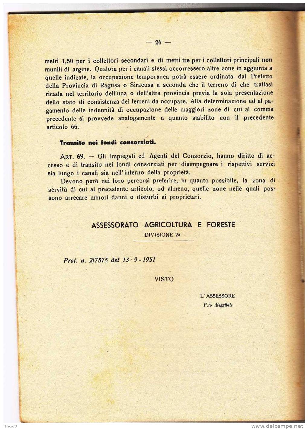 SIRACUSA  1953  /  Consorzio Di Bonifica Delle Paludi Di Ispica - STATUTO -  Arti Grafiche Santoro SR. - Autres & Non Classés