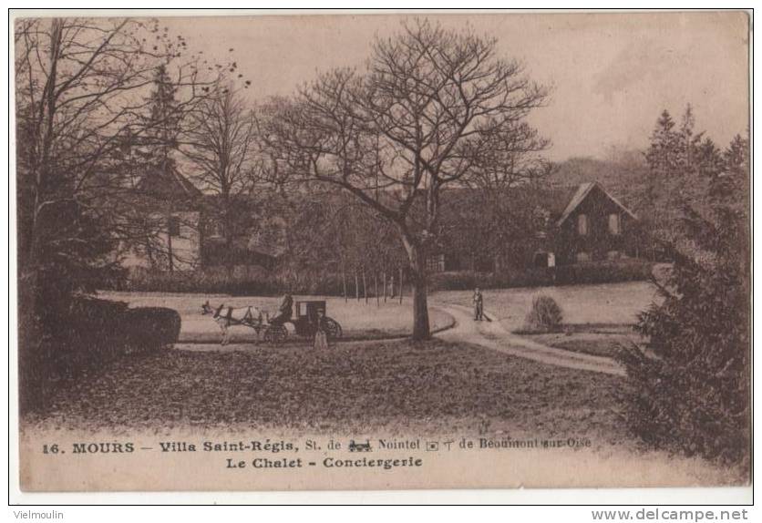 MOURS 95 VILLA SAINT REGIS LE CHALET CONCIERGERIE ATTELAGE CHEVAL BELLE CARTE ANIMEE - Mours