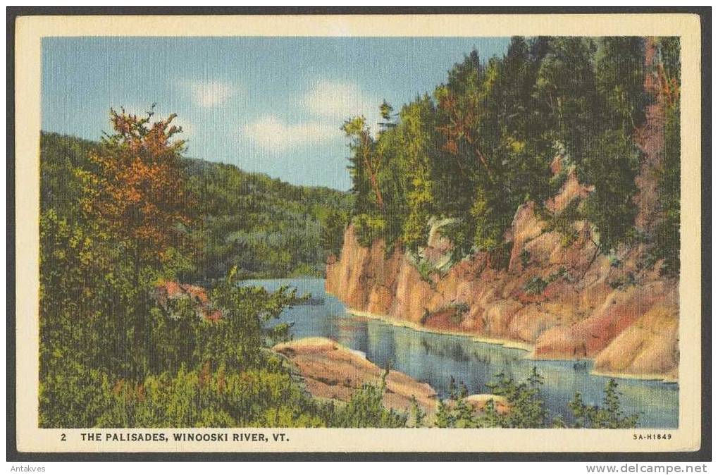 USA Postcard The Palisades, Winooski River, Vermont - Montpelier