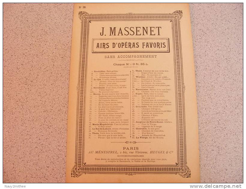 WERTHER* LE LIED D´OSSIAN* De J .Massenet - Opera