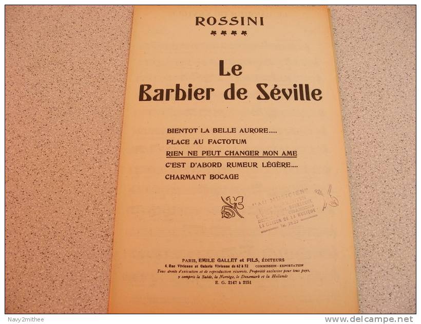 LE BARBIER DE SEVILLE**ROSSINI - Operaboeken