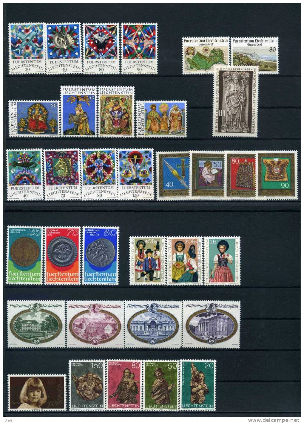 1975/80 Liechtenstein Lotto Francobolli Nuovi (**) Tutte Serie Complete - Collections