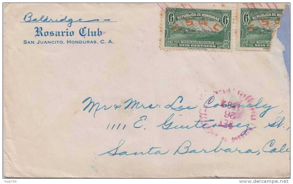 Overprint On Stamp, Commercial Cover To USA, Honduras - Honduras