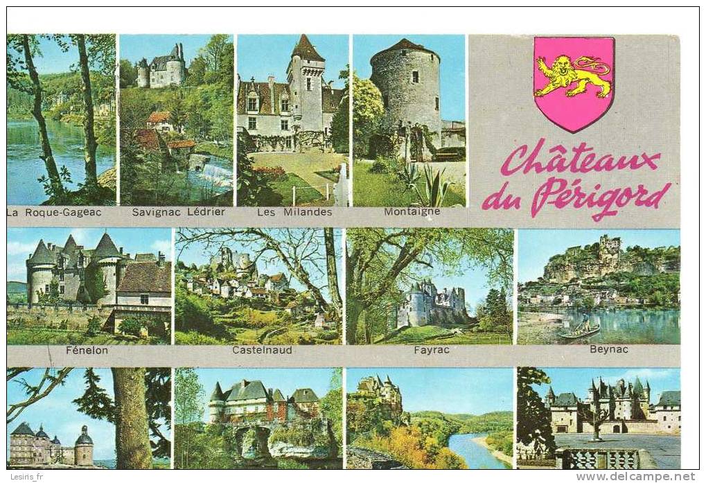 CP - MULTIVUES - CHATEAUX DU PERIGORD - LA ROQUE GAGEAC - SAVIGNAC LEDRIER - LES MILANDES - MONTAIGNE - FENELON - CASTEL - Otros & Sin Clasificación