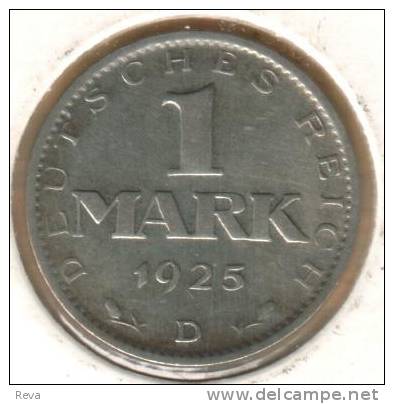 GERMANY 1 MARK INSCRIPTIONS FRONT EAGLE EMBLEM BACK 1925 D AG SILVER VF SCARCE READ DESCRIPTION CAREFULLY !!! - 1 Mark & 1 Reichsmark