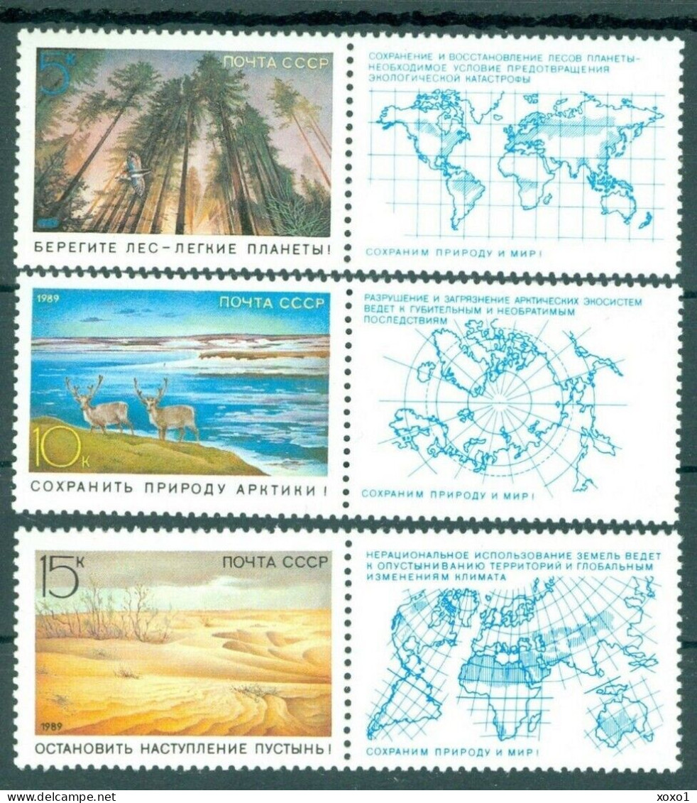 USSR Soviet Union 1989 MiNr. 5921 - 5923 Sowjetunion Nature, Environmental Protection, Birds, Reindeer 3v MNH**  1.00 € - Preservare Le Regioni Polari E Ghiacciai