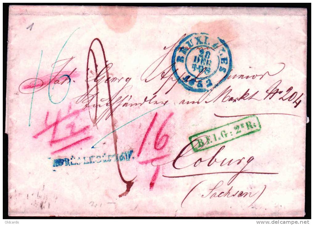 Lettre Non Affr. De BRUXELLES + Divers Ports Et Bonifications,TRES RARE. - Andere & Zonder Classificatie