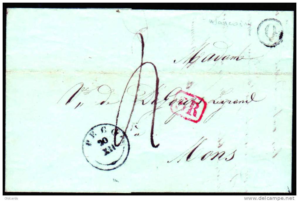 Lettre De 1837 Avec T18 "PECQ" + Boîte Rurale "Q" De WARCOING" Pour Mons. - 1830-1849 (Onafhankelijk België)