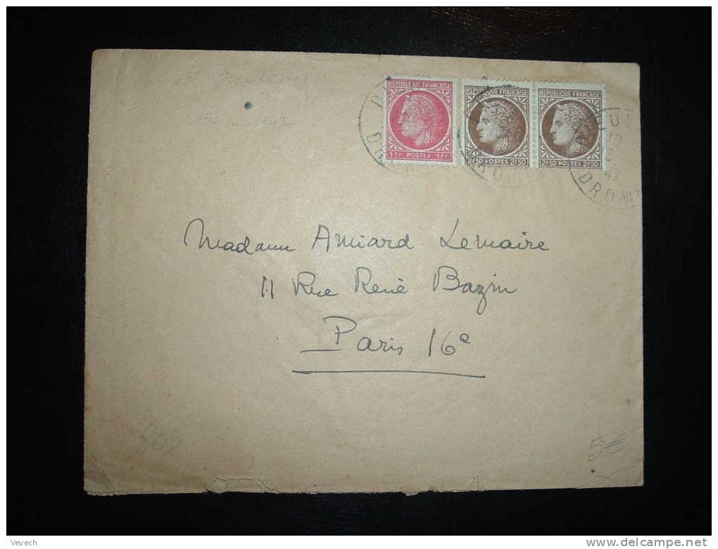 LETTRE TYPE CERES DE MAZELIN TARIF A 6 F OBL. 15-..-1947 DIEULEFIT (26 DROME) - 1945-47 Cérès Van Mazelin