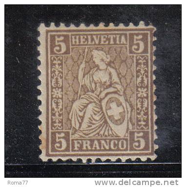 H35tl - SVIZZERA 1862, 5 C. Unificato N. 33  * - Unused Stamps