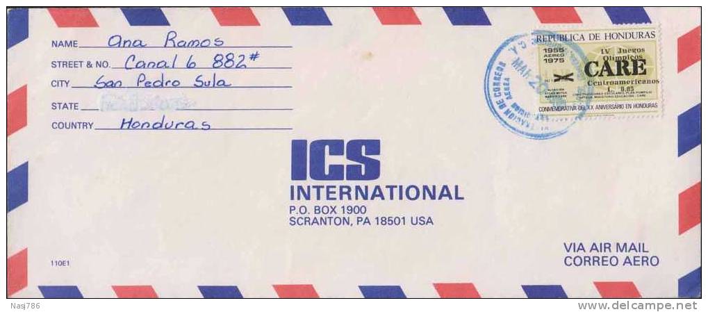 Honduras Commercial Cover, Surcharge Overprint, Sent To USA - Honduras